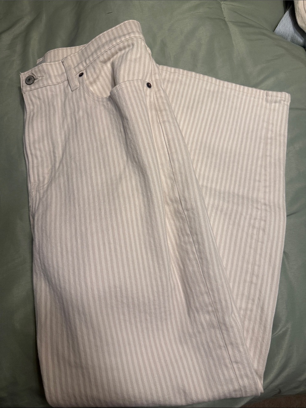 Abercrombie & Fitch Cream and White Pinstripe jeans